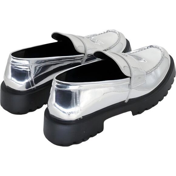 Tory Burch Classic Platform Lug Sole Loafer Silver Argento Women's US 8 - Picture 3 of 6